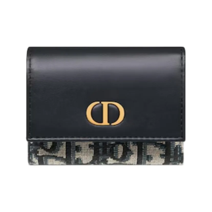 DIOR 30 Montaigne Cotton With Calfskin Wallet Regular Women's Blue