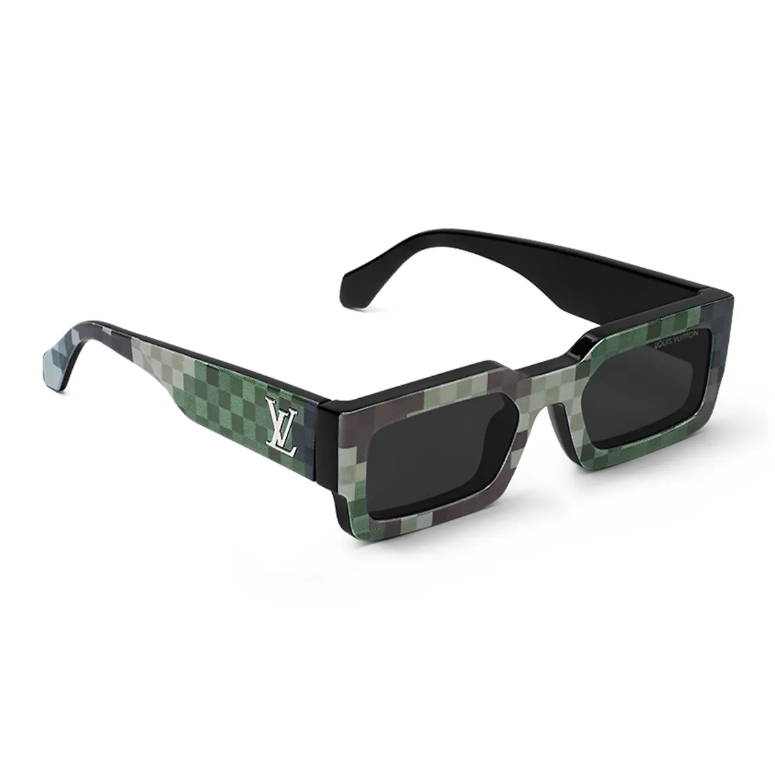 LOUIS VUITTON Metal Acetate Rectangular Sunglasses Men's Green