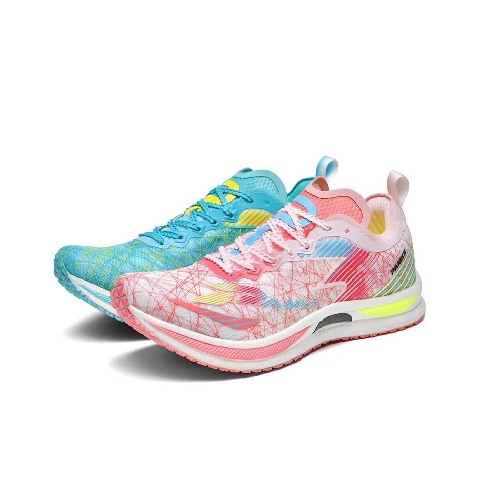 PANKE Running Shoes Unisex Low Top Mismatched Peacock Blue+Cherry Blossom Pink