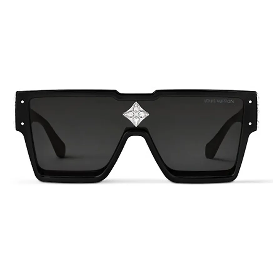 LOUIS VUITTON Metal Acetate Glass Irregular Shape Sunglasses Unisex Black