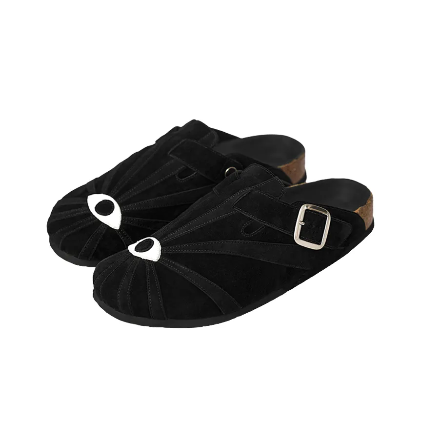 SYMBOLS OF LIGHT Cork Sole Slip Resistant Closed Toe Slippers Unisex Black