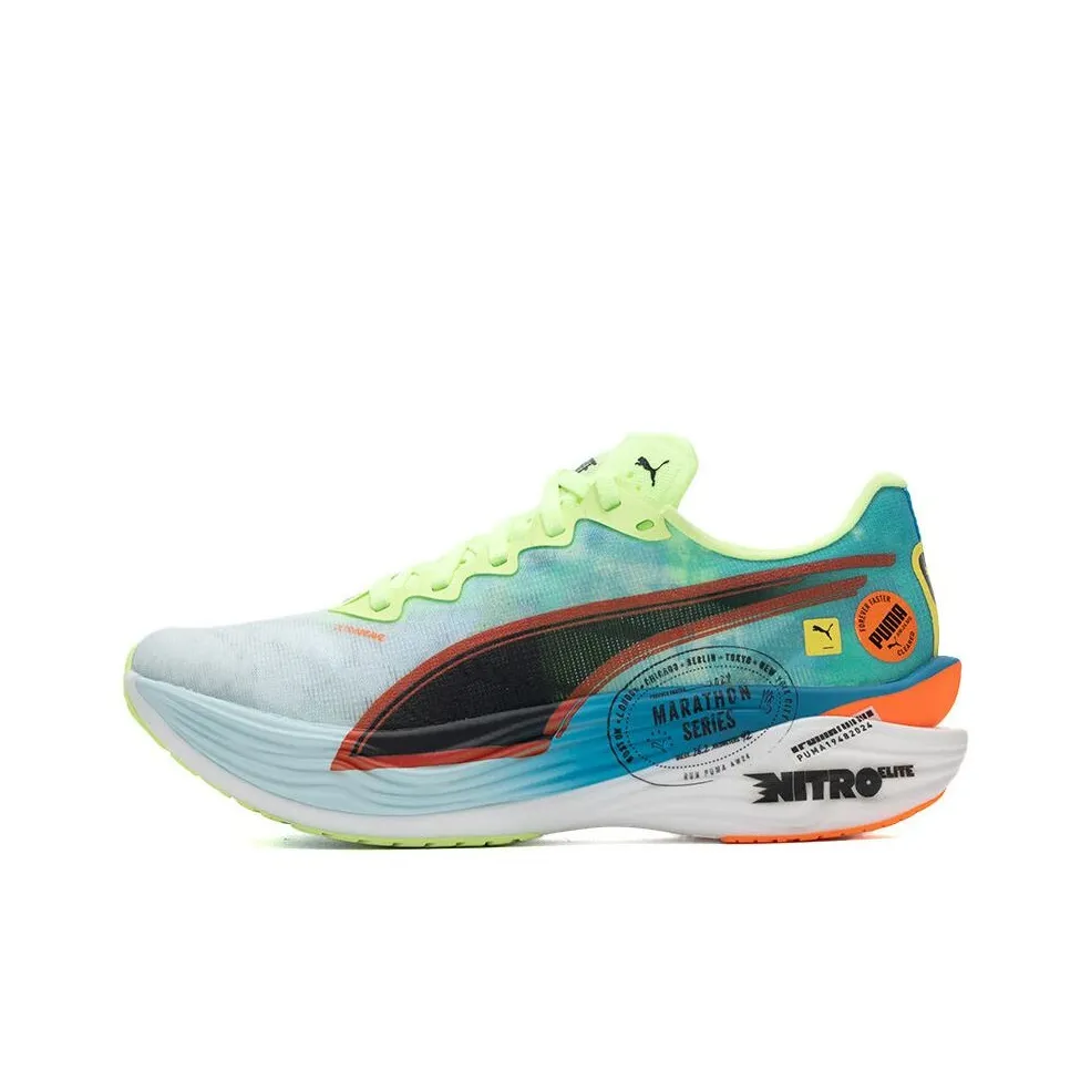 PUMA Deviate NITRO Slip-resistant Abrasion-resistant Breathable Low-top Casual Running Shoes Women's Blue Green PUMA Deviate NITRO Противоскользящий Устойчивый к истиранию Дышащий Низкий Топ Повседневные Беговые Кроссовки Женские Синий Зеленый