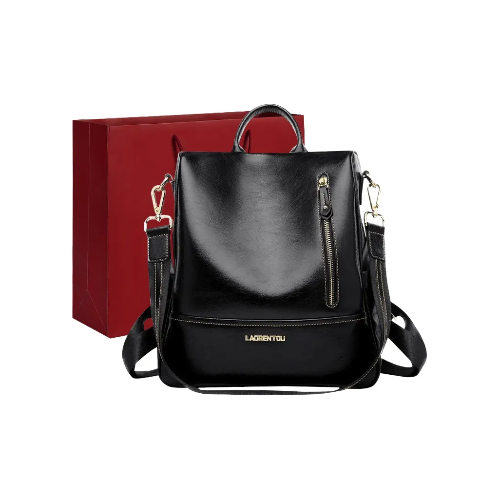 Old Man's Head Коровья кожа Рюкзак Большой Женские Черный