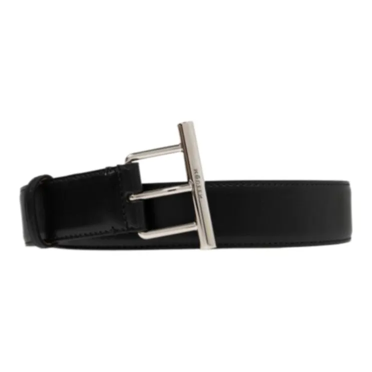 Alexander McQueen T Bar Buckled Logo Engraved Belt