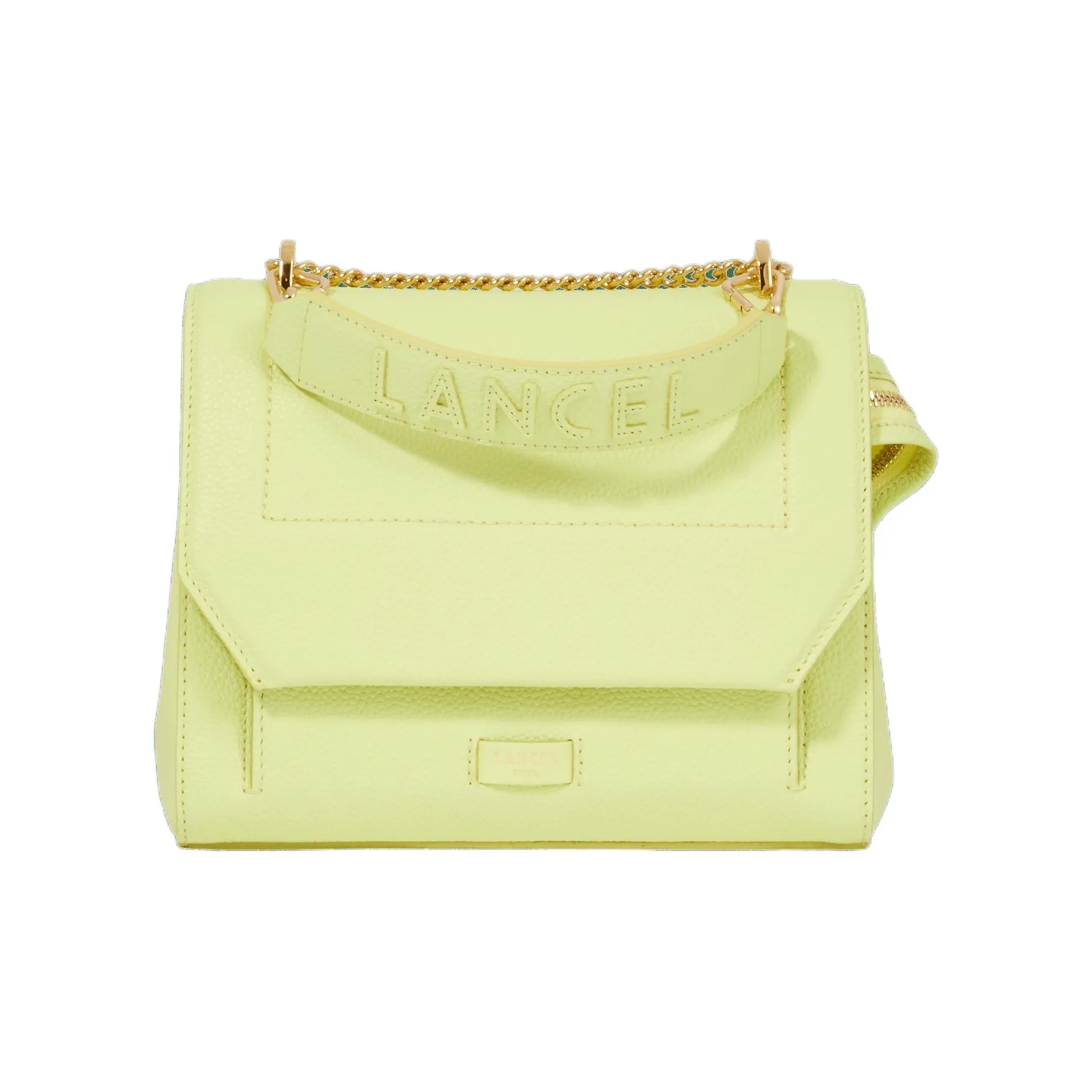 LANCEL Grain Cow Leather Shoulder Bag, Crossbody Bag Medium Size Women's Lime