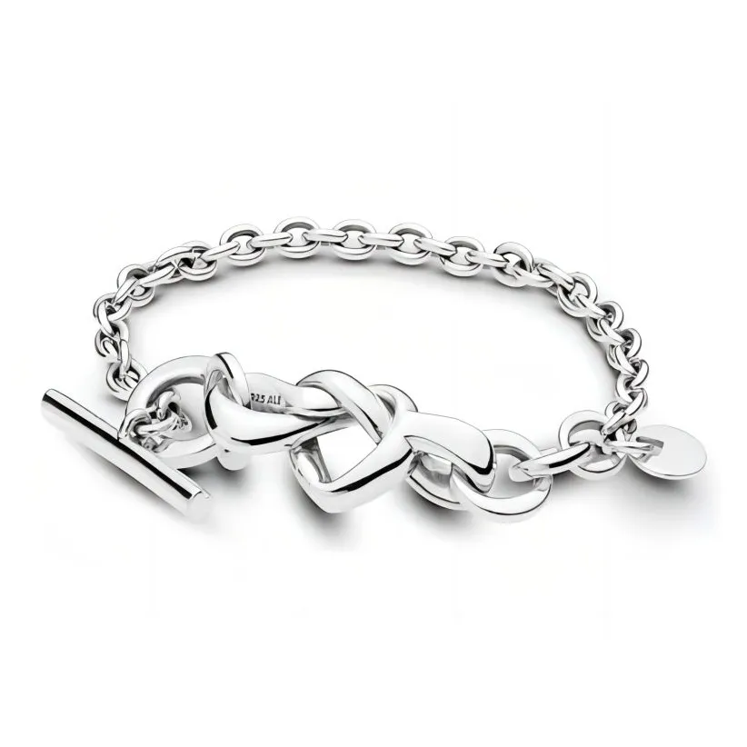 Pandora Knotted Hearts Silver T bar Bracelet
