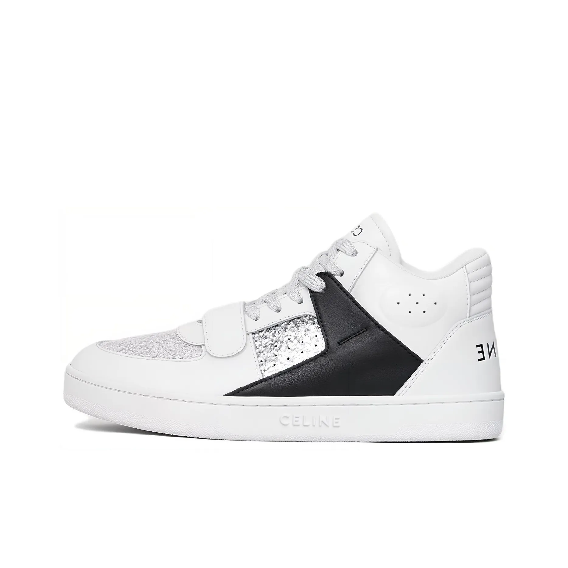 CELINE CT 02 MID top Stylish Skateboarding Shoes Women's White Silver Black