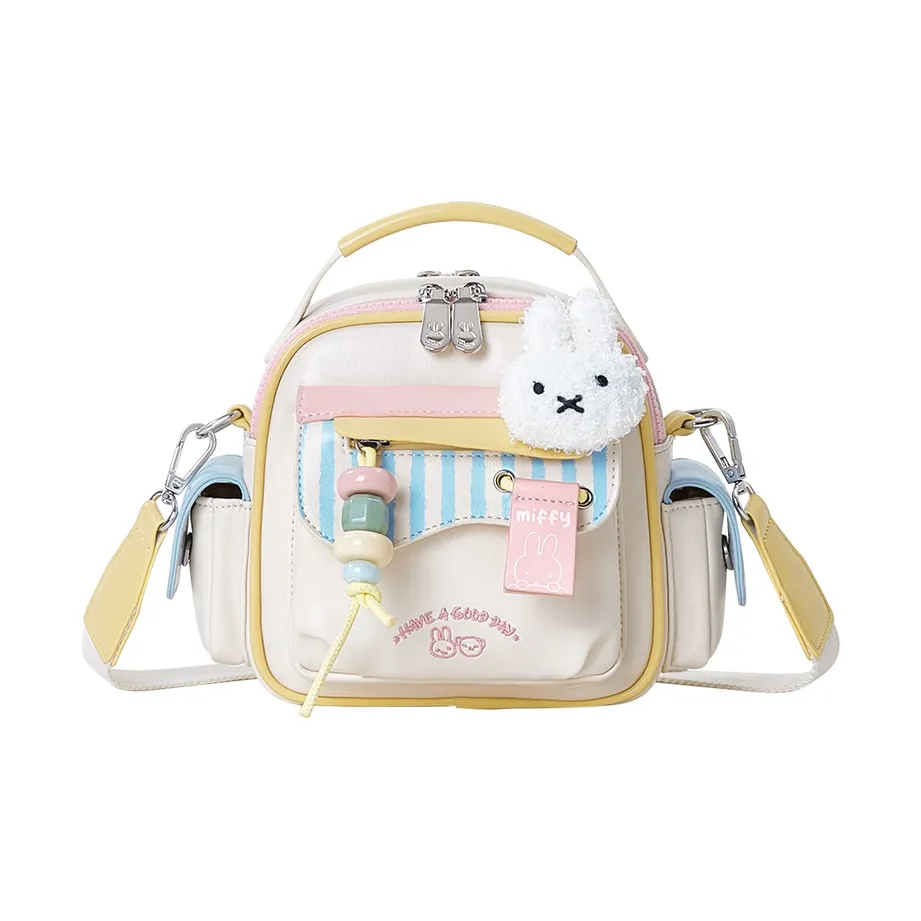 Miffy Synthetic Leather Shoulder Bag, Crossbody Bag Small Women's White Pink