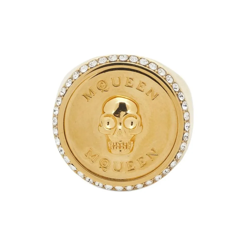 Alexander McQueen Экологичный Латунь Металлические Аксессуары Искусственный Кристалл Кольца Женские Золото
