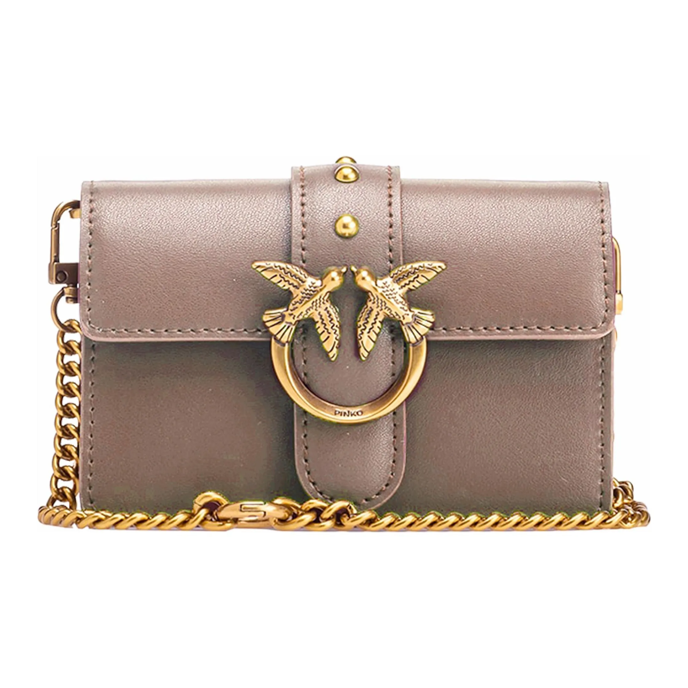 PINKO Сумка через плечо из коровьей кожи маленькая женская сумка коричневая