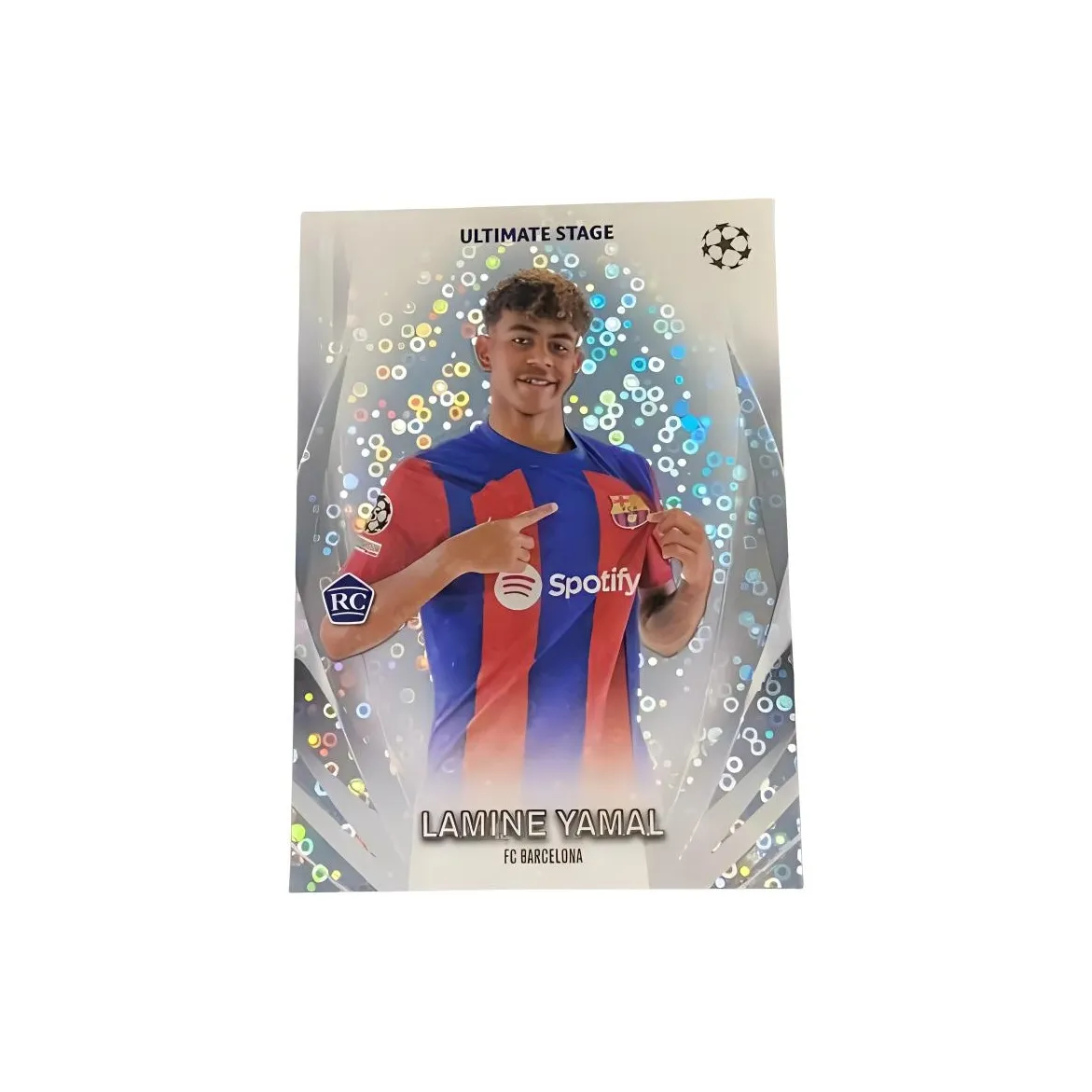 Topps Yamal Барселона Испания Kid Брат Ultimate Stage Rookie Пузырьки Fold Звезда Карта Карта пройдет Спортивные карты 1 шт