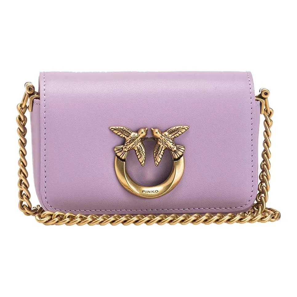 PINKO Click series Коровья кожа Конверт Сумка Сумка через плечо Мини Женский Фиолетовый