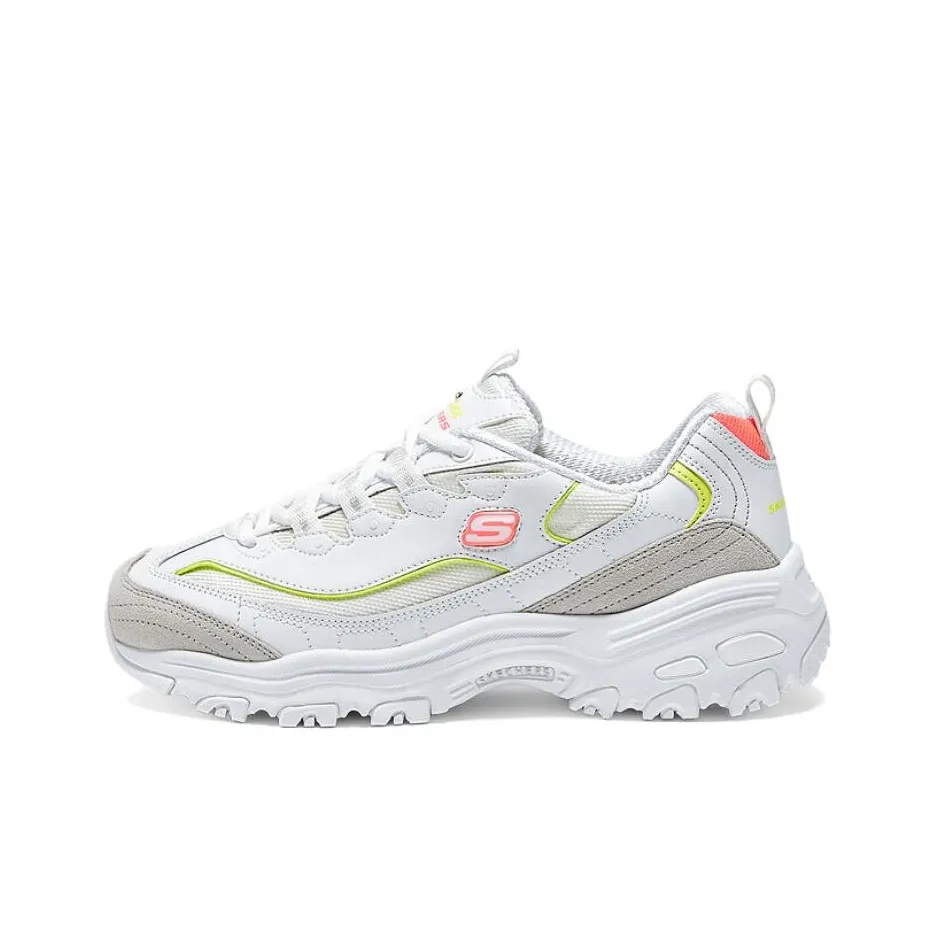 Skechers DLITES Low Top Chunky Sneakers Women's White Yellow