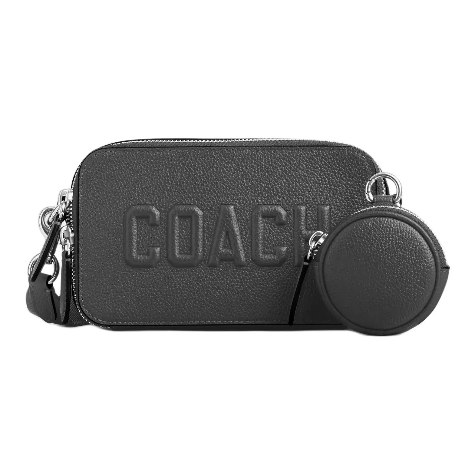 COACH Charter Polished Pebble Leather Crossbody Bag, Shoulder Bag Trumpets Men's Charcoal