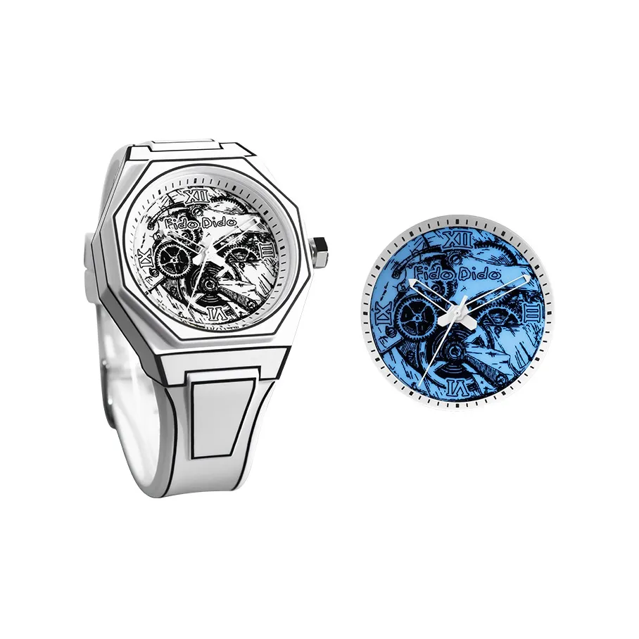 FIDO DIDO Кварцевый механизм силиконовый ремешок унисекс белый циферблат