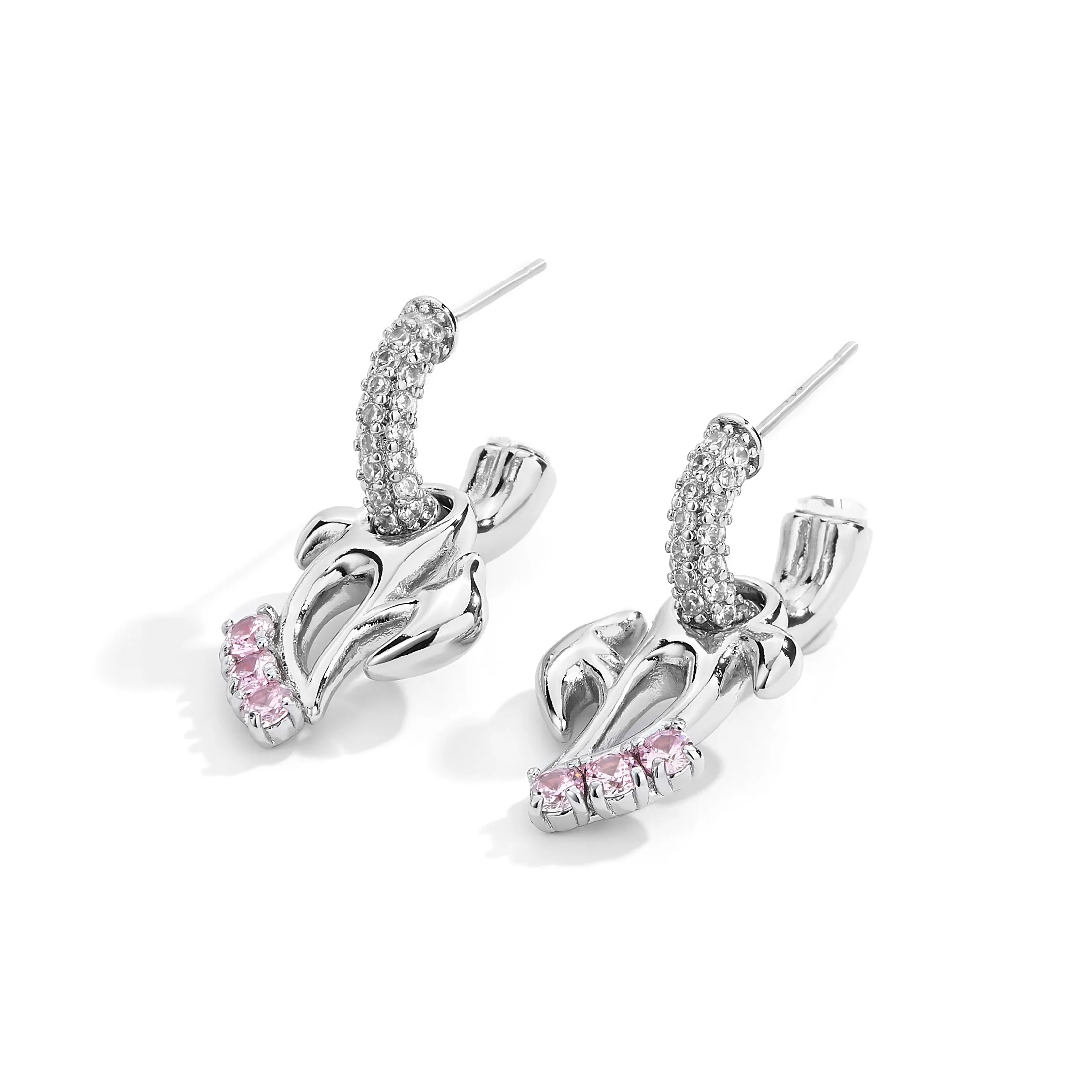 ENFANTIN Серьги-гвоздики из меди с покрытием из белого золота женские