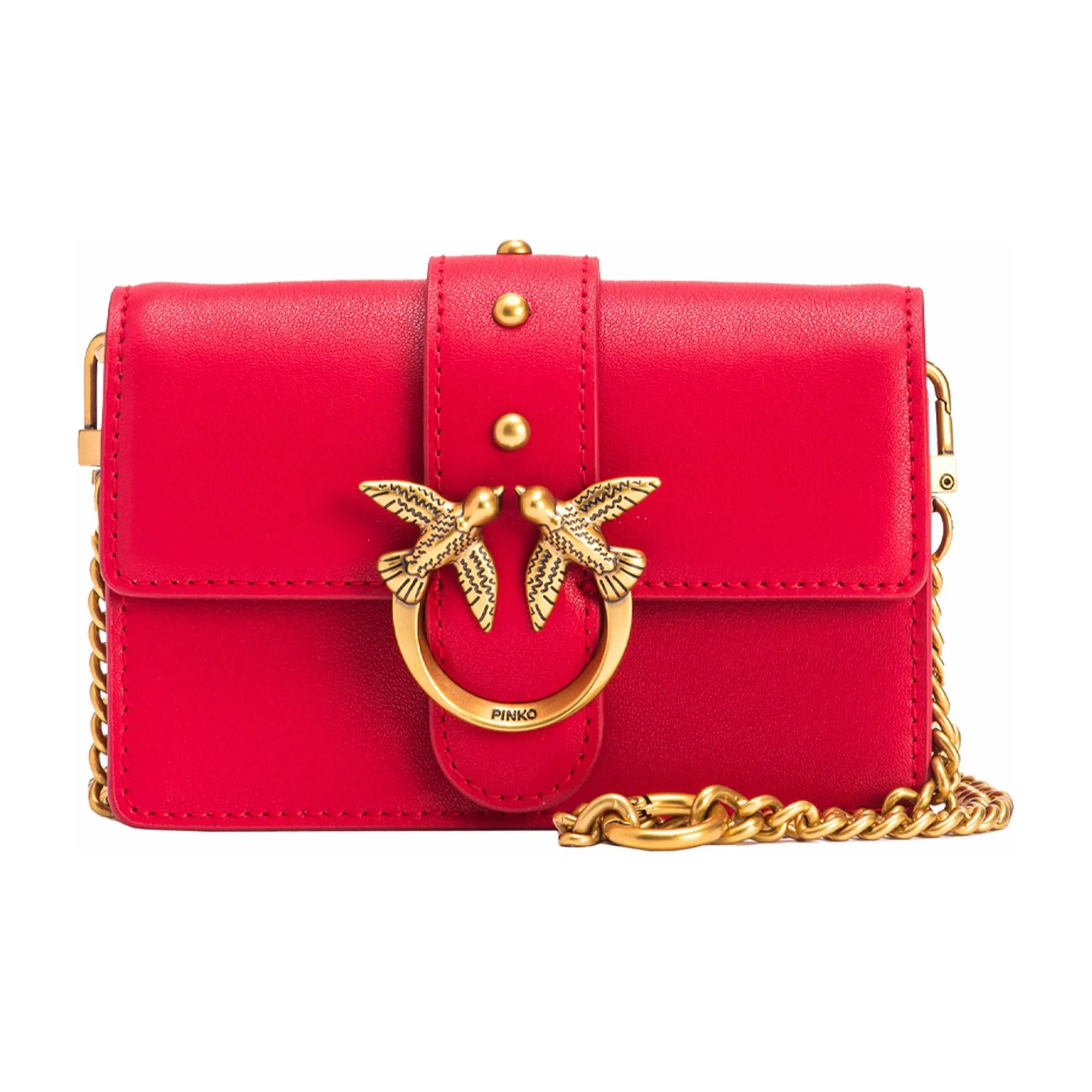PINKO Сумка через плечо из коровьей кожи маленькая женская красная