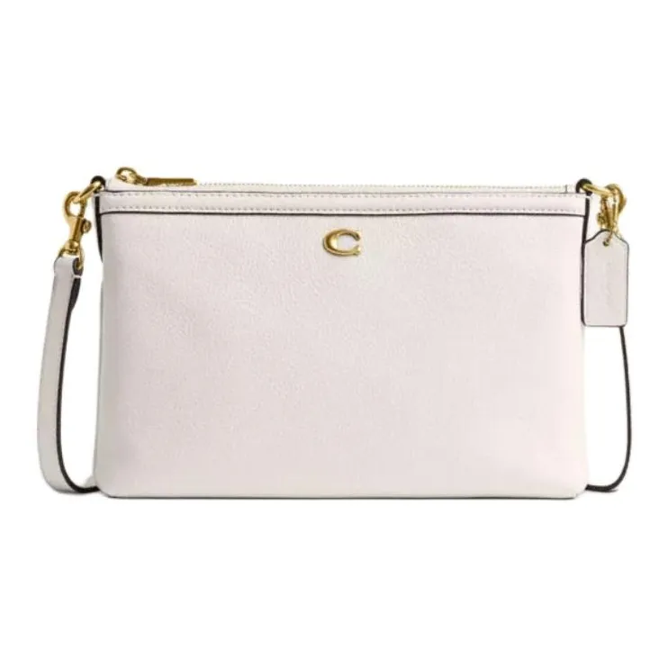 COACH Legacy Pebble Leather Shoulder Bag, Crossbody Bag Medium Size Women's Chalk