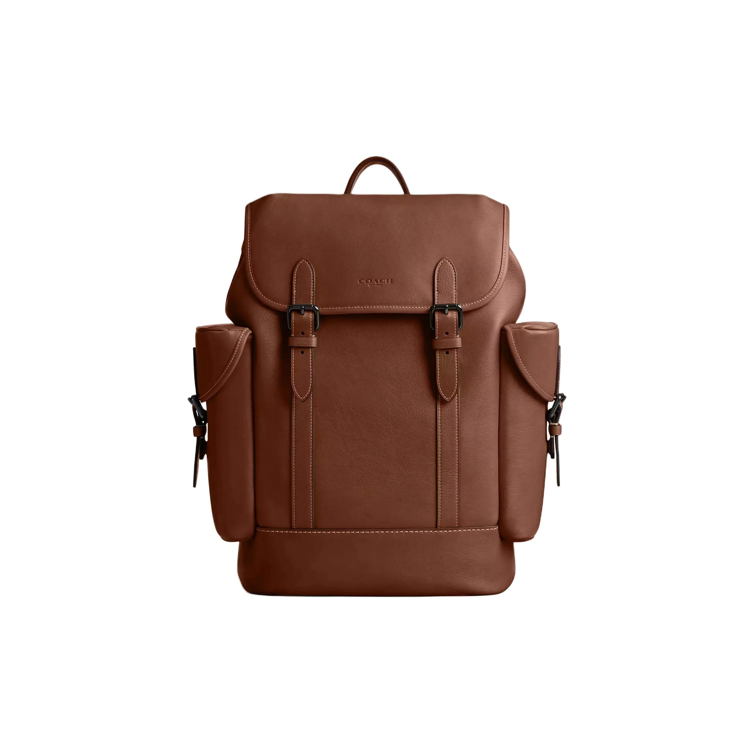 COACH Hitch Natural Grain Leather Backpack Tubas Men's Rosewood