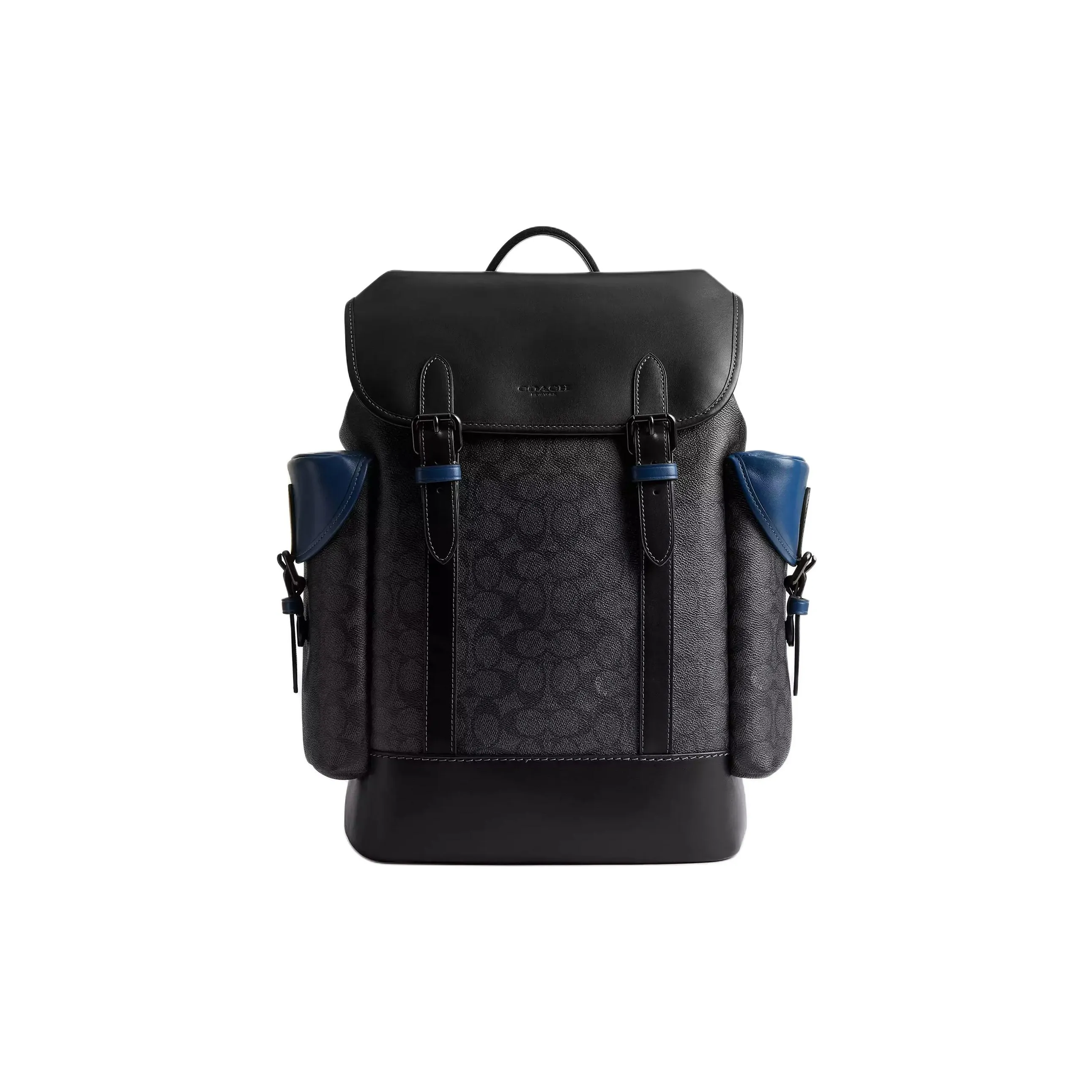 COACH Hitch Coated Canvas With Refined Calfskin Backpack Large Size Men's Black