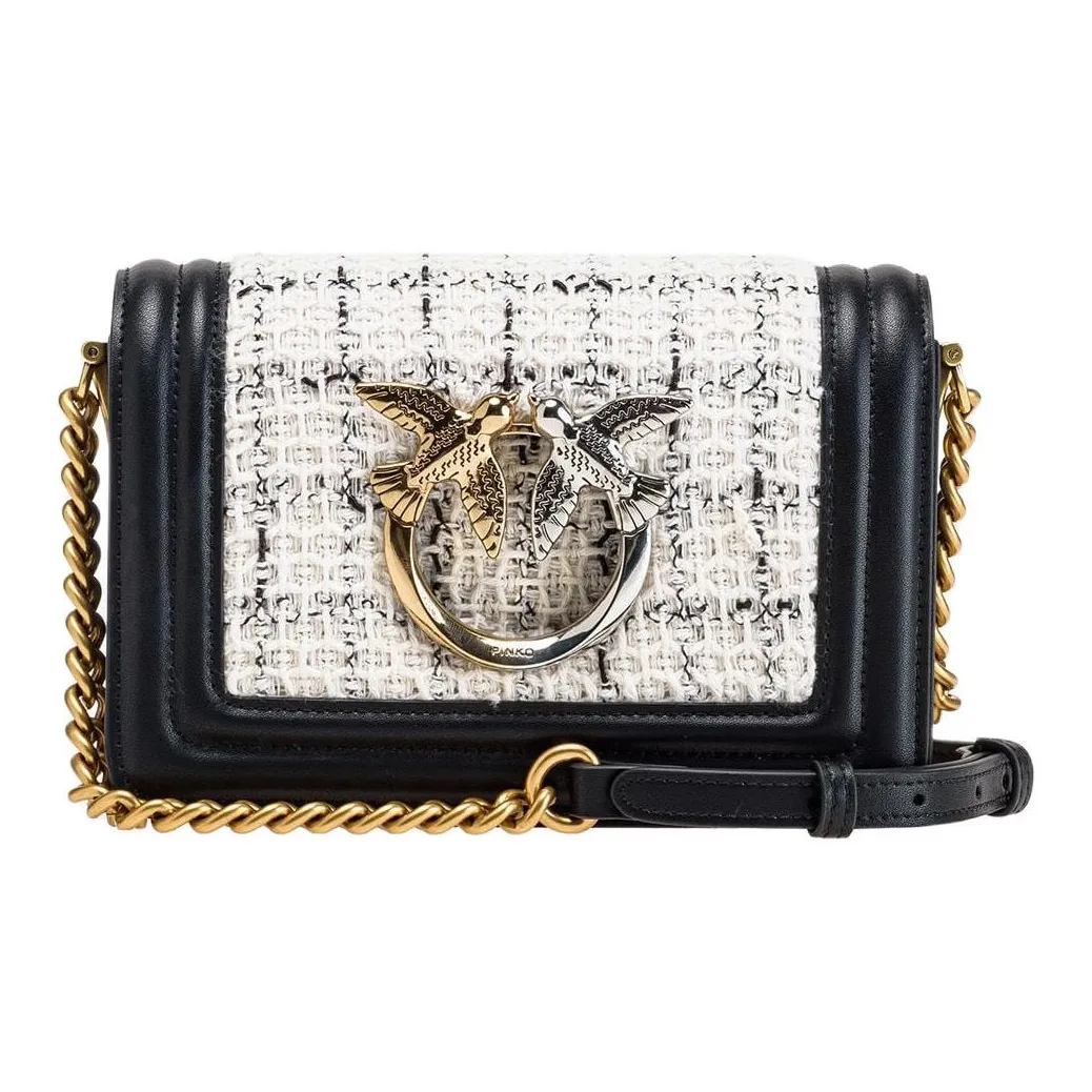 PINKO Хлопок с Fine GRAIN LEATHER Сумка через плечо Женская Белая и Черная