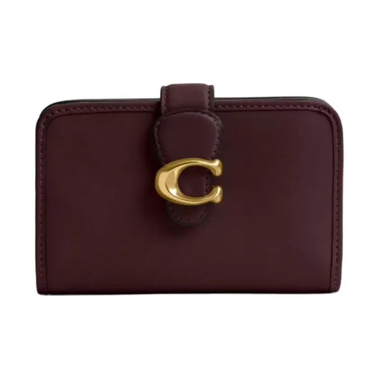 COACH Smooth Leather Wallet Medium Size Women's Burgundy
