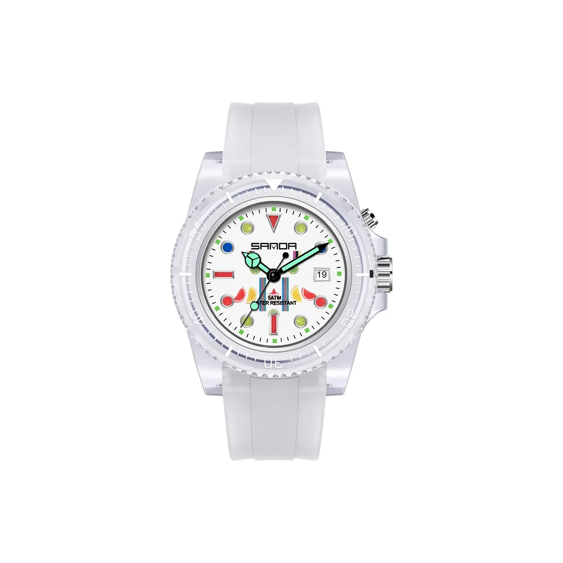 Sanda Кварцевый механизм ремешок из TPU унисекс белый циферблат