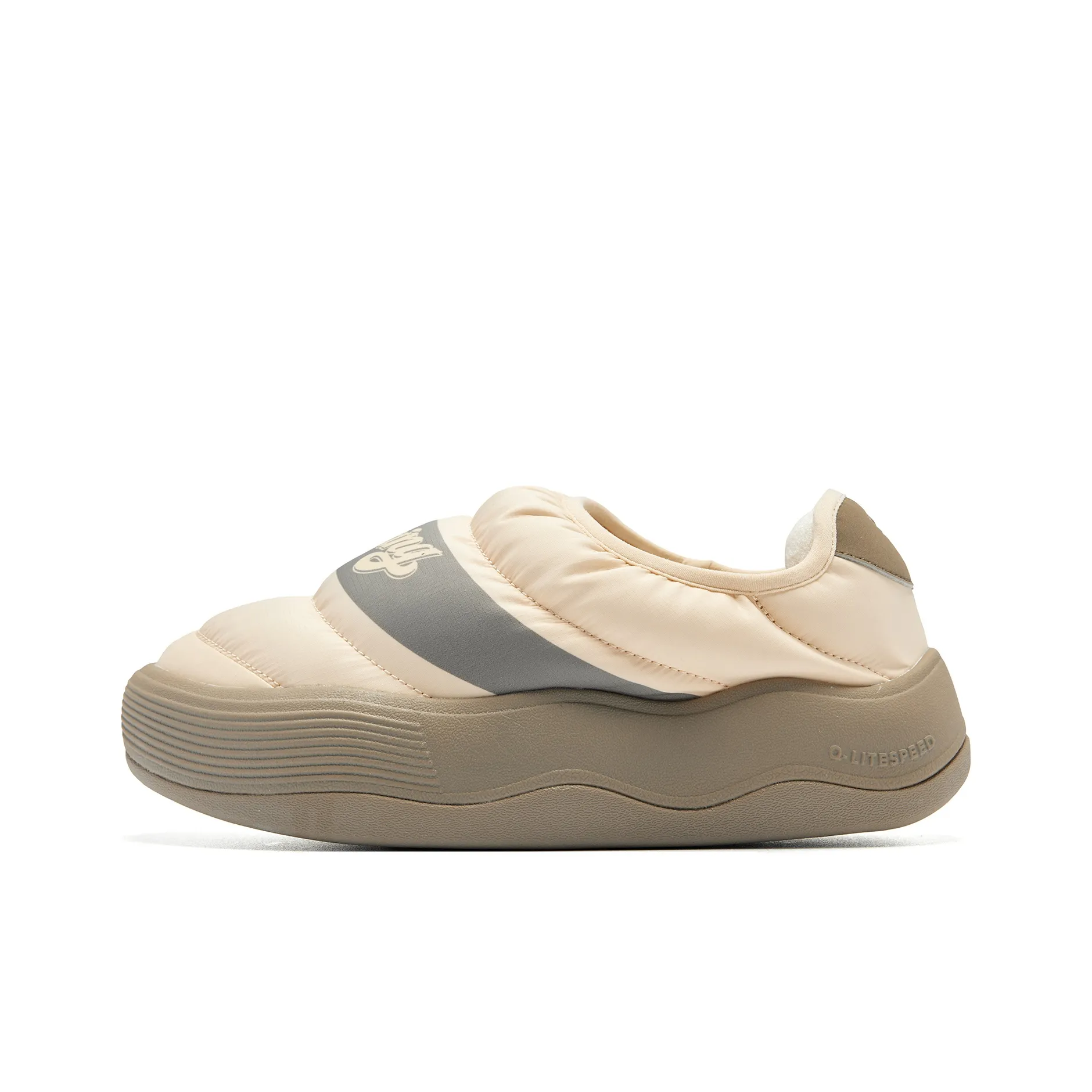 QIAODAN Height Increasing Wear-Resistant Breathable Slip-Resistant Low-Top Casual Shoes Women's Beige Brown