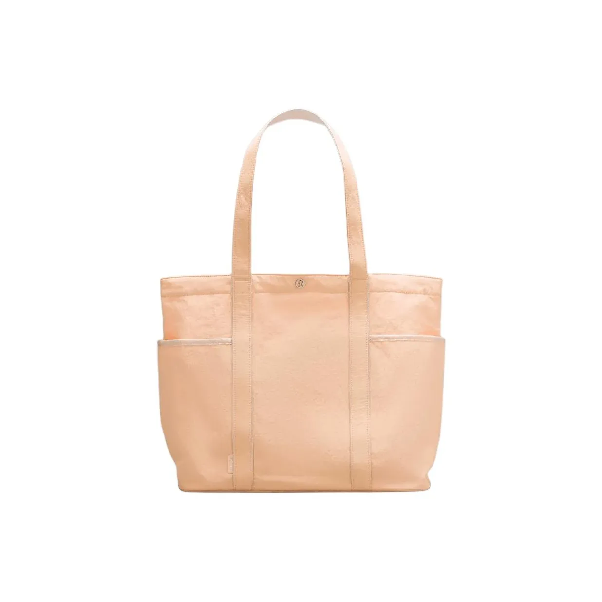 Lululemon leather Nylon Handbag, Shoulder Bag Unisex Peach Bellini & White Opal