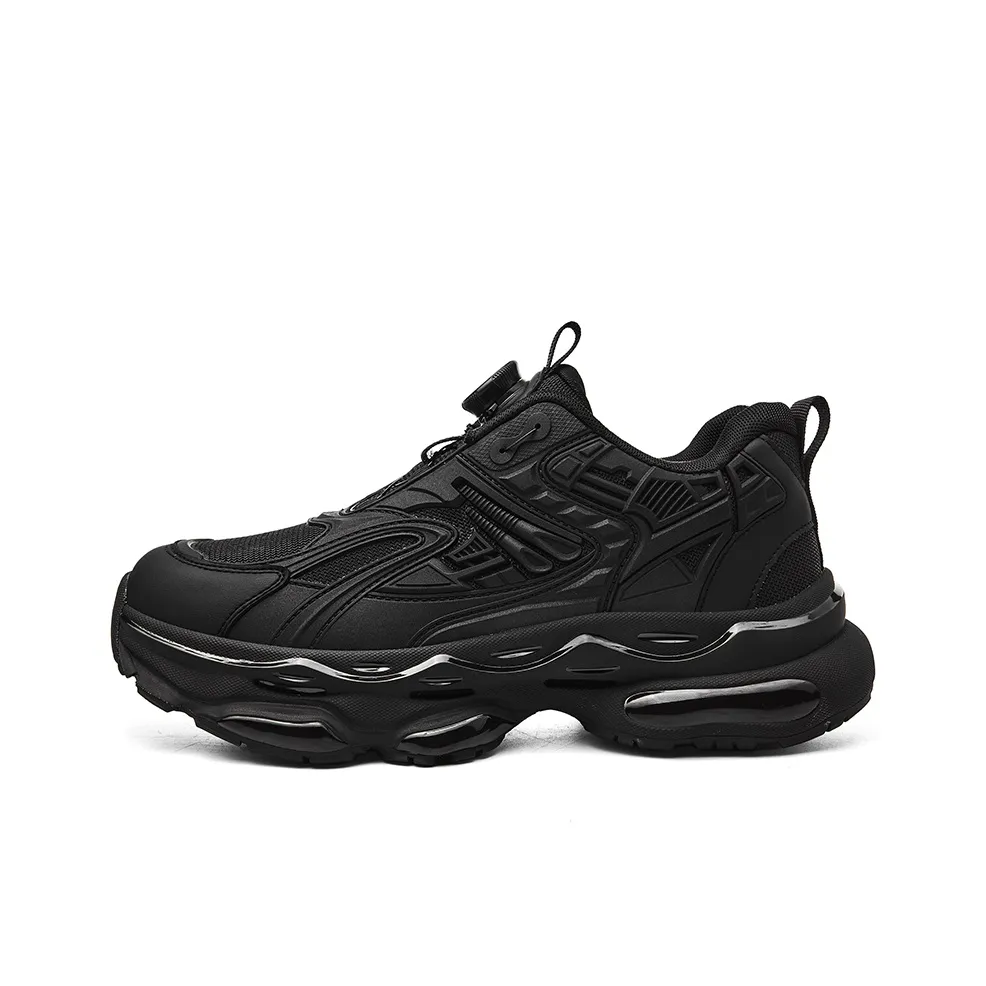 JEEP SPIRIT Armor Black Warrior Lace Free Men's Shoes Low Top Chunky Sneakers Men's Mysterious Black