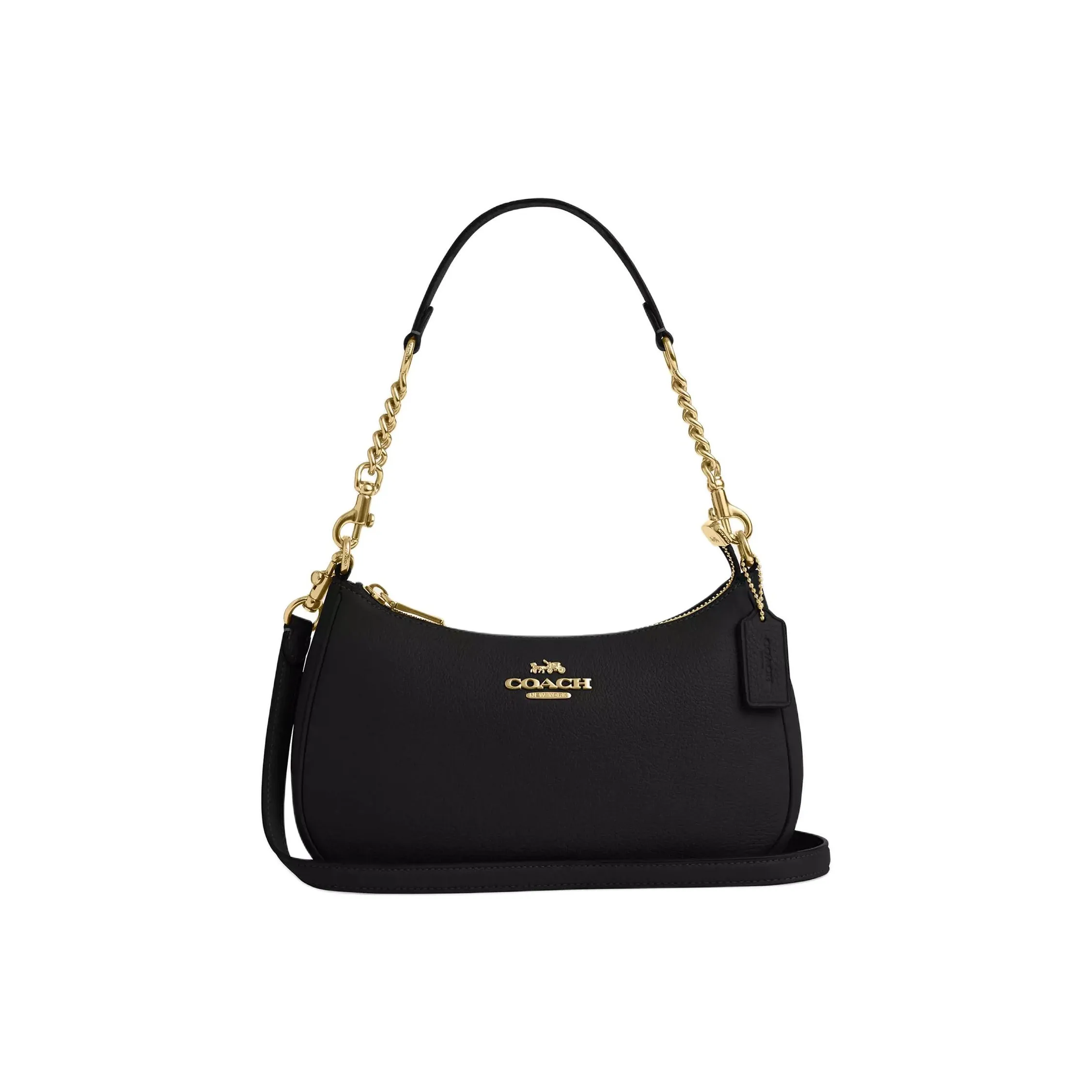 COACH Teri Pebbled Leather Crossbody Handbag, Shoulder Bag Medium Size Women's Black