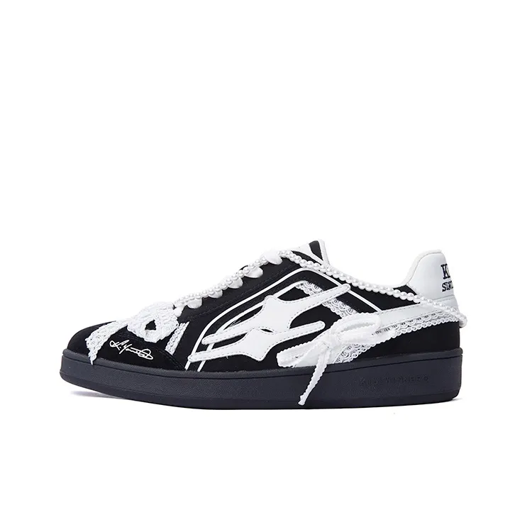 KILLWINNER Black Pearl German Army Trainers Anti Slip Wear Resistant Low Top Skateboard Shoes Unisex Black
