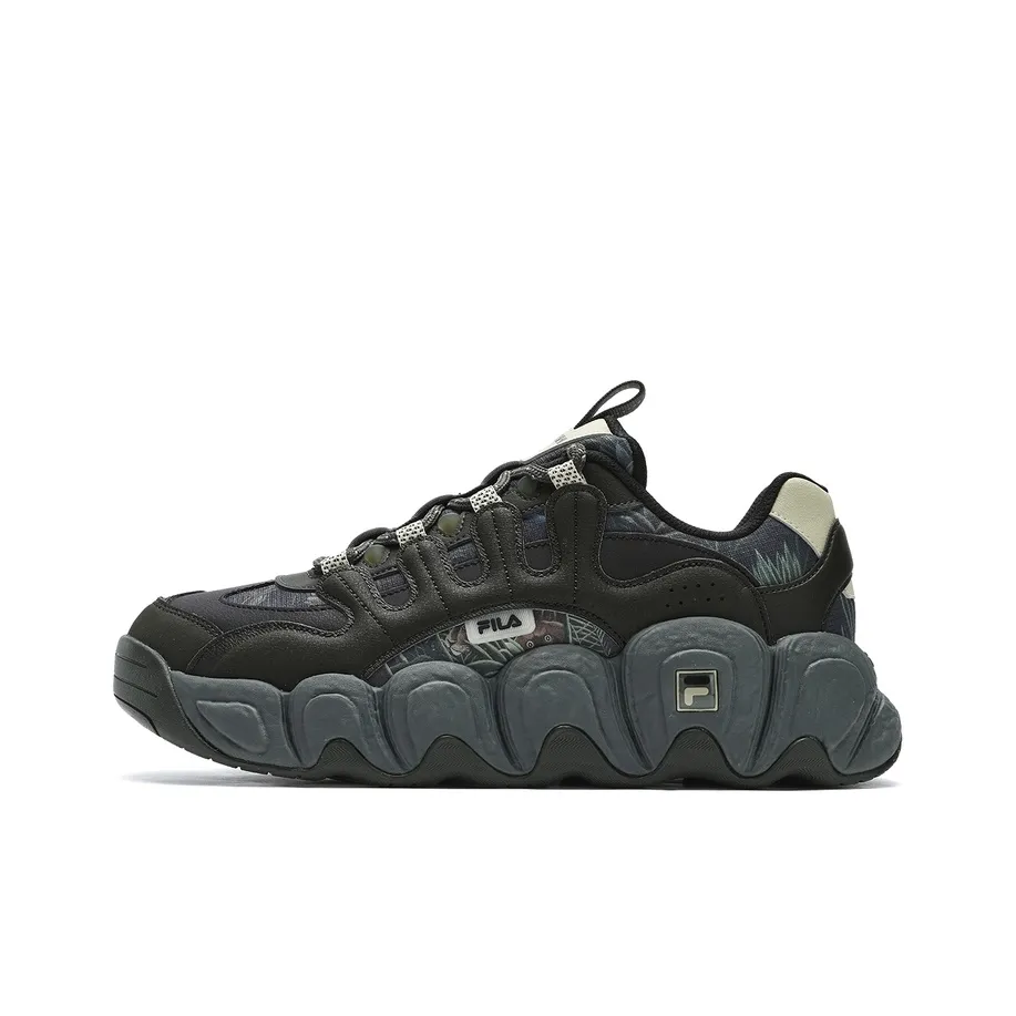 FILA Croissant Abrasion Resistant Low Top Running Shoes Men's Black Green