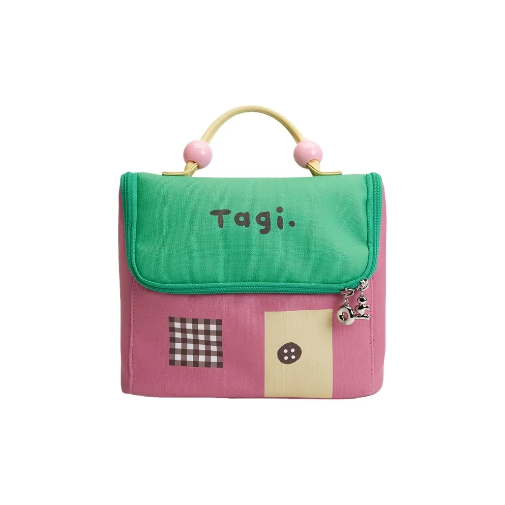 Tagi. Waterproof Leather Portable Toiletry Bag, Large Capacity Storage Bag, Makeup Bag Unisex Matcha Berry