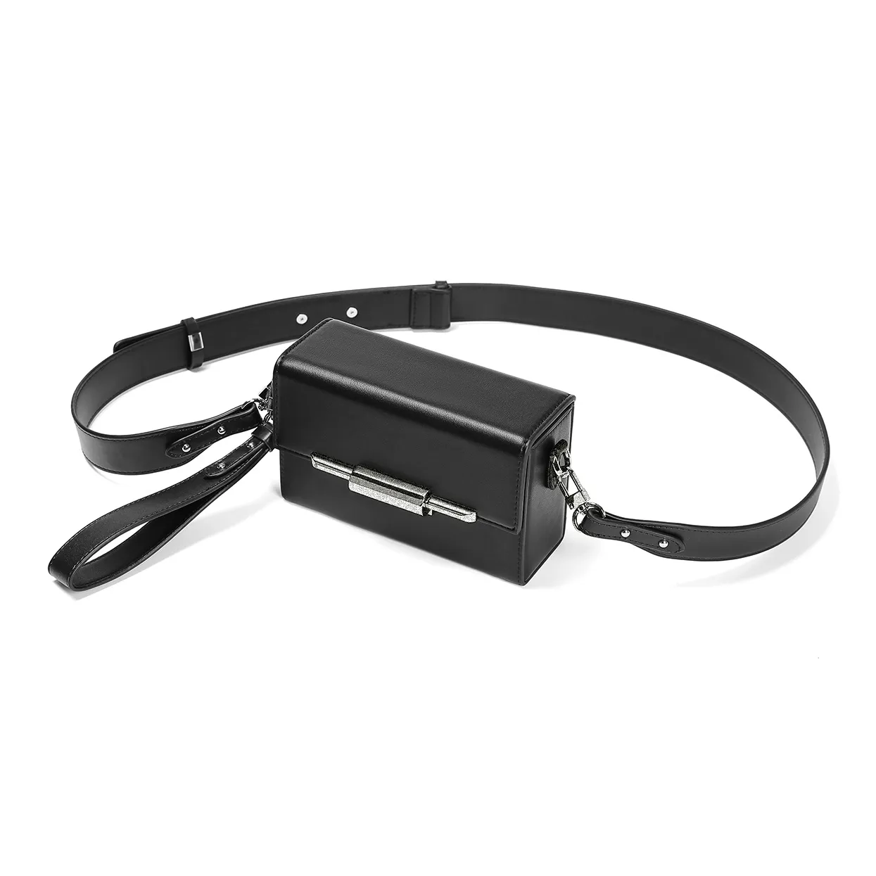 Yawei Kuroda ПУ (полиуретан) Коробка Сумка Ручная Одно плечо Через плечо Маленькая Унисекс Черная