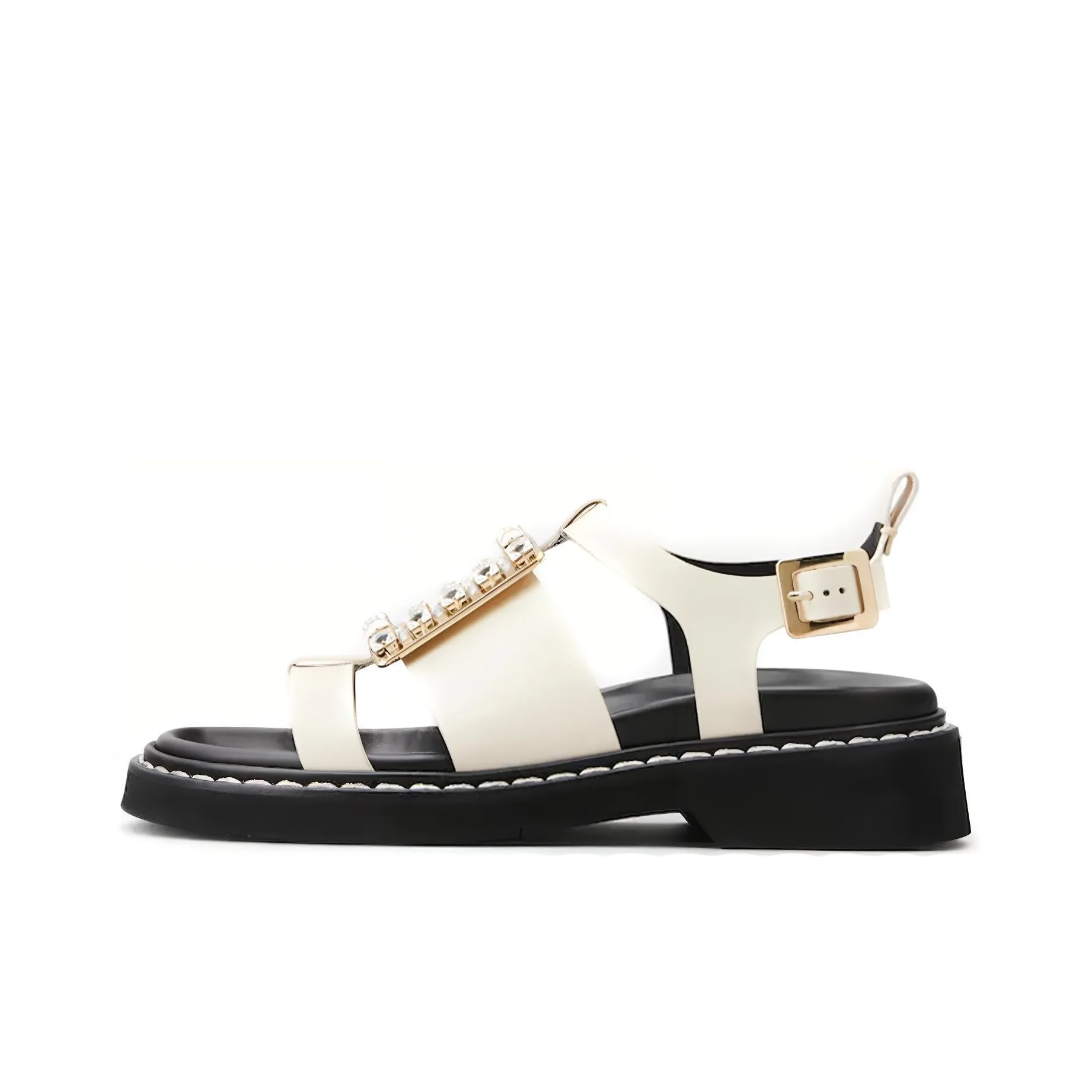 Roger Vivier Viv' Rangers Strap Sandals Women's Beige Yellow