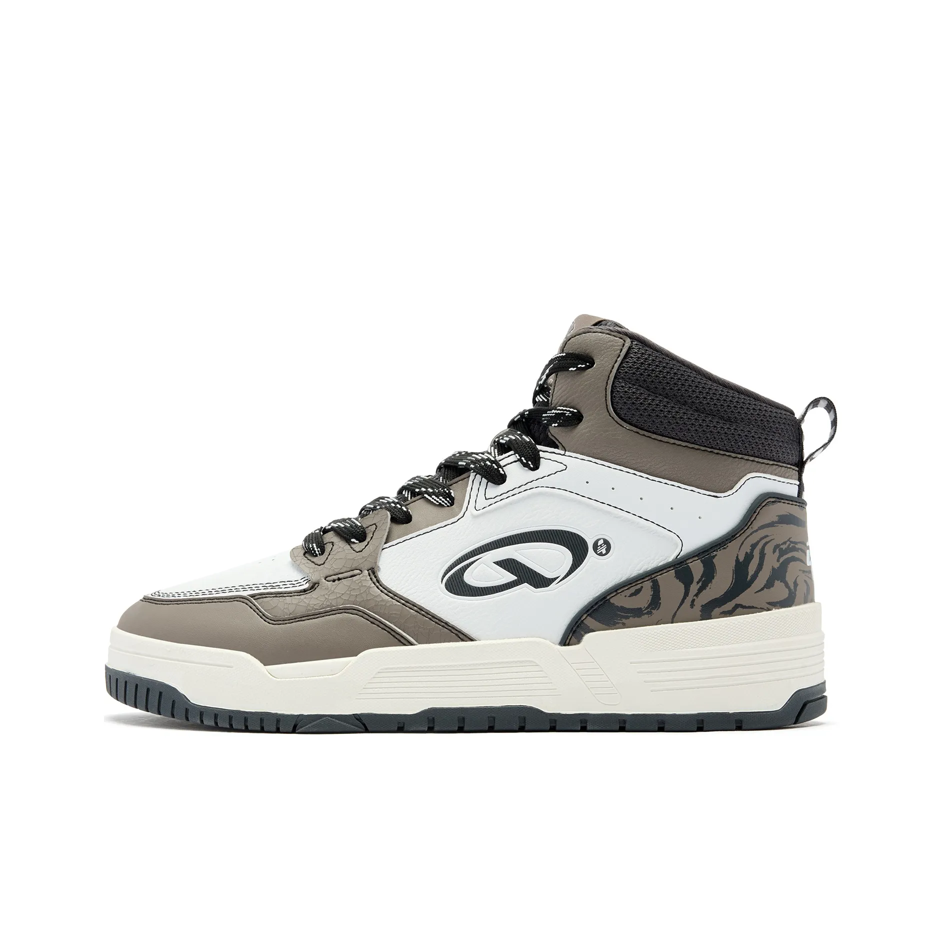 QIAODAN Qi Cheng 4.0 Skateboard Shoes Men High Top Walnut/jordan Cat White