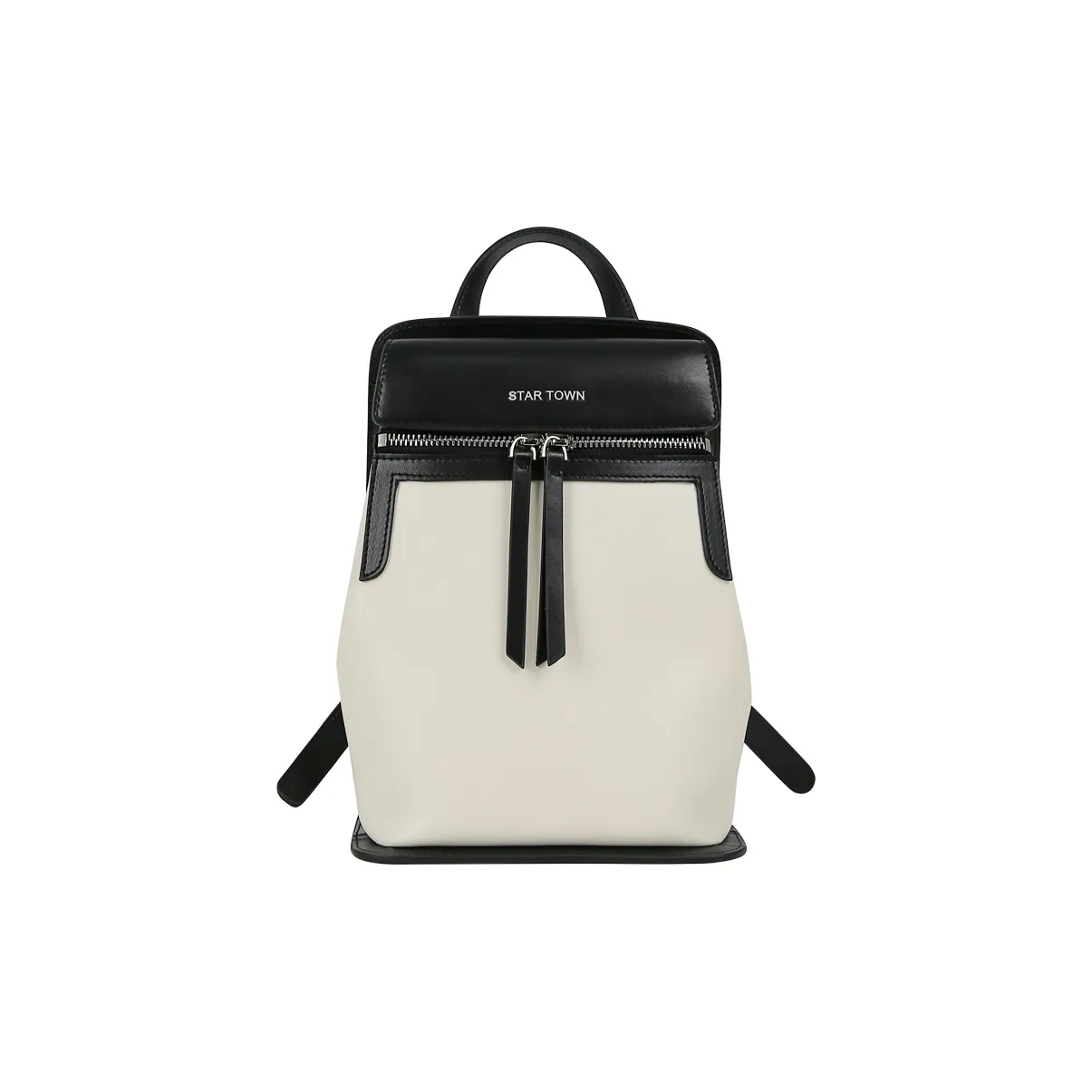 STAR TOWN Microfiber Synthetic Leather Portable Laptop Backpack Small Size Women's Black And White Mousse