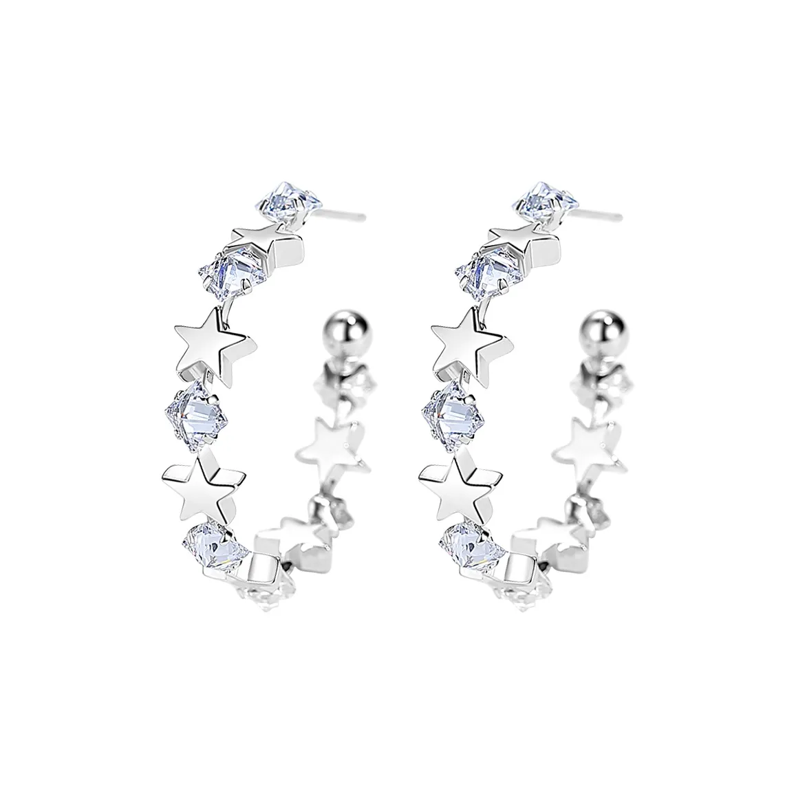 Серьги CAROMAY S925 Серебряные иглы Женские Серебряные