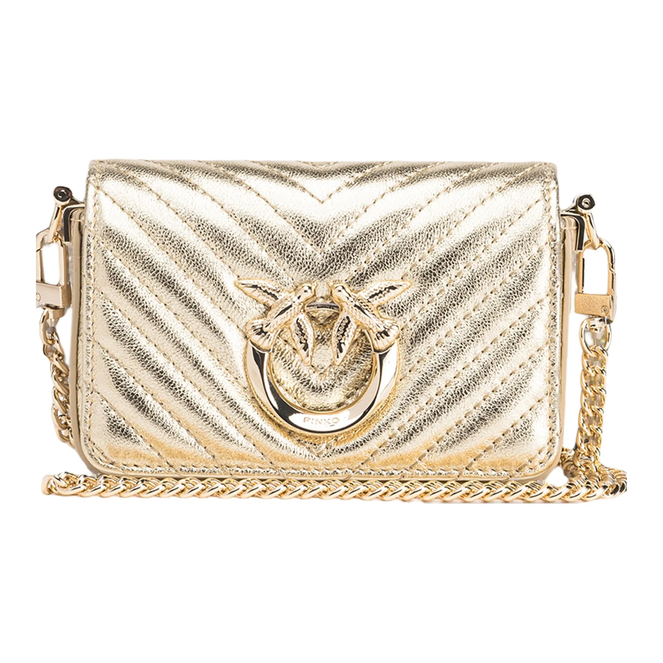 PINKO Sheepskin Одно Плечо Ручная Сумка Сумка через плечо Женская Золотая