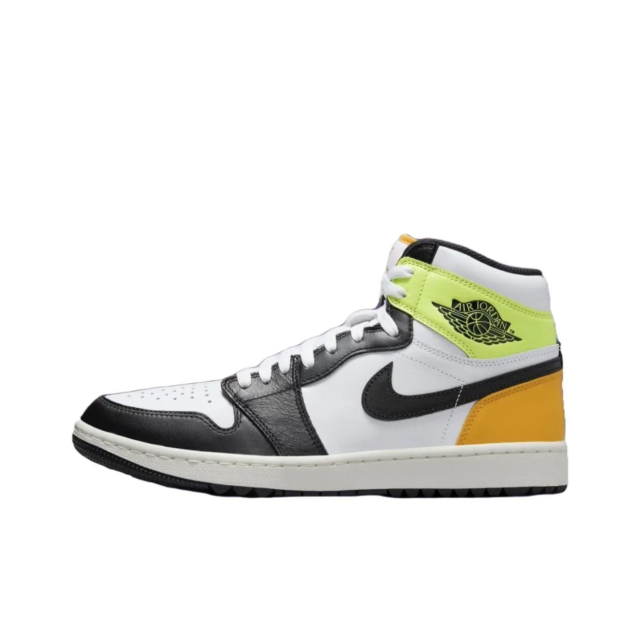 Jordan 1 Retro High Golf White University Gold Volt Black