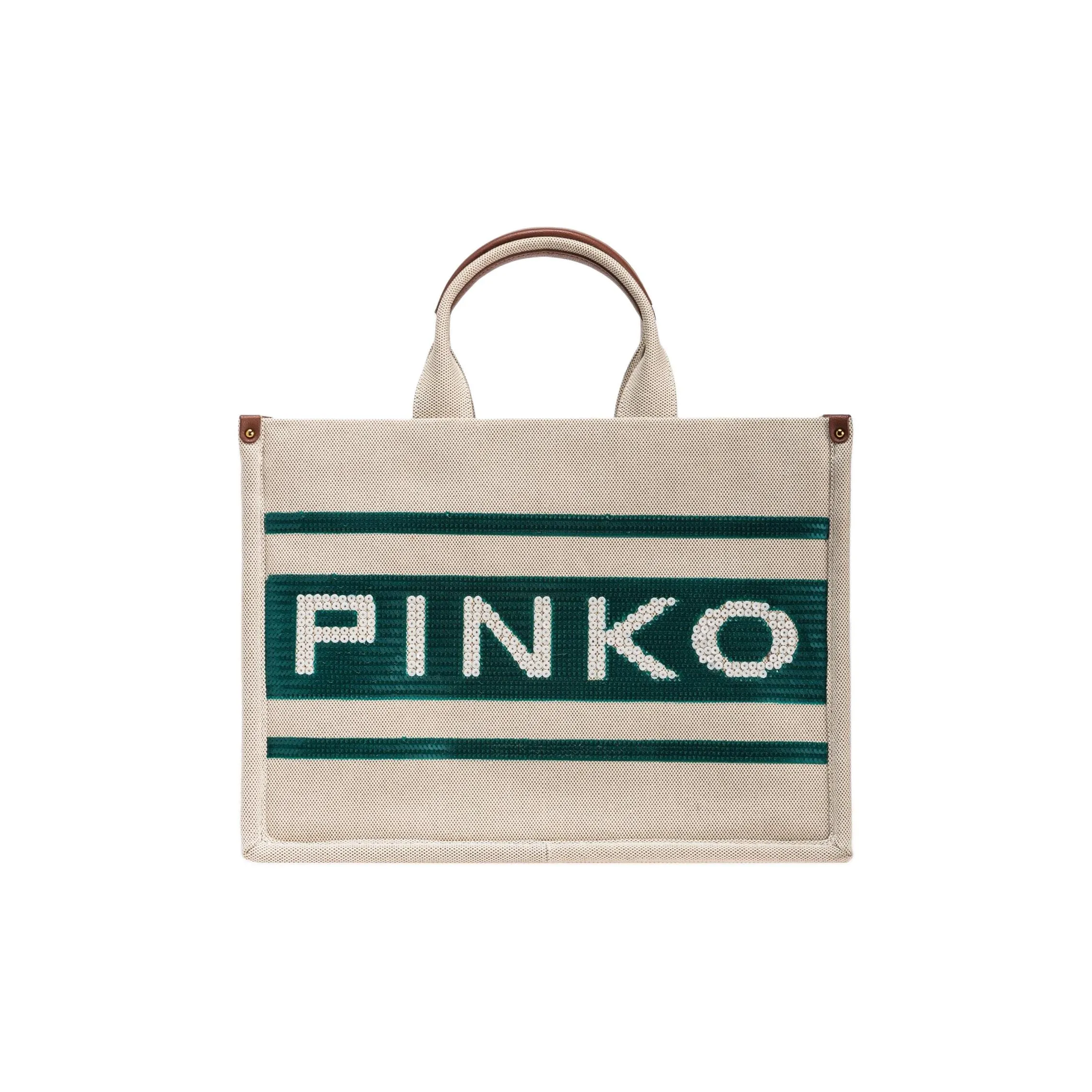 PINKO Хлопок Одно плечо Сумка Стандартная Женская Белая Зеленая