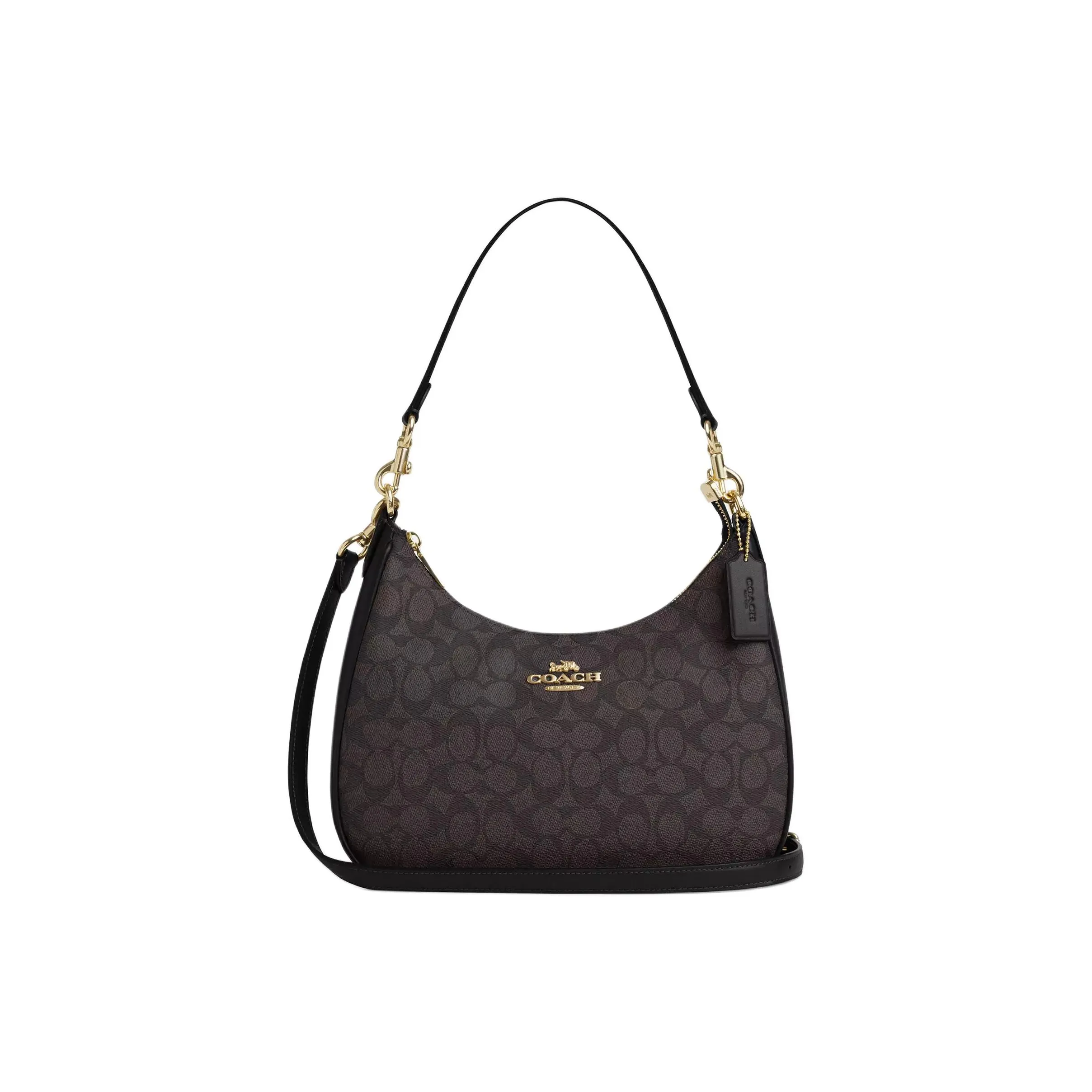 COACH Teri Coated Canvas Crossbody Bag Shoulder Bag Large Size Women's Black