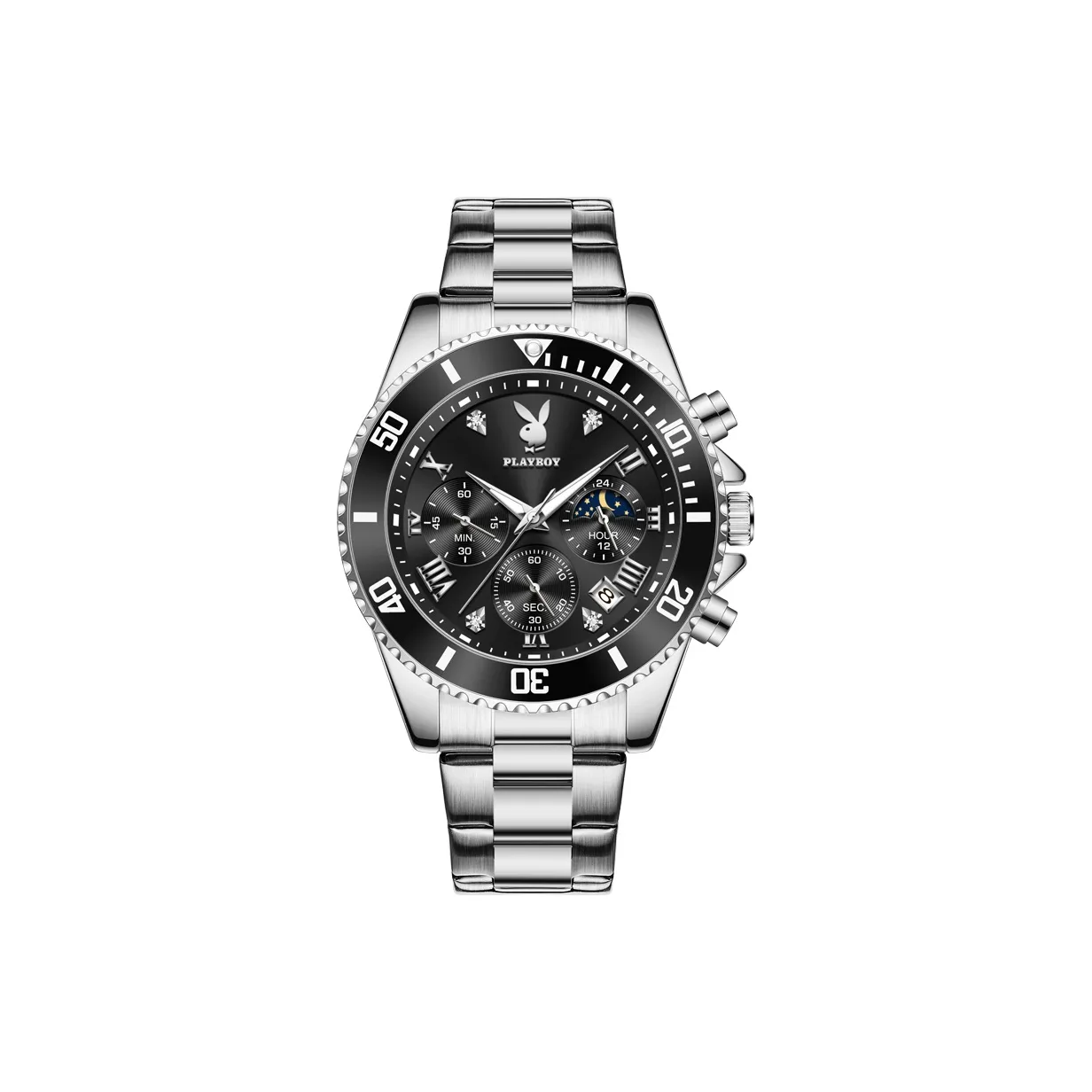 Playboy Trendy Play Collection Кварцевый механизм ремешок из нержавеющей стали мужские часы черный циферблат