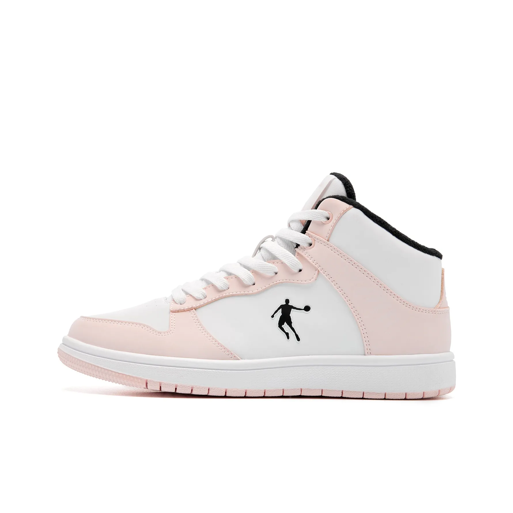 QIAODAN Покрытие визуально увеличивает рост Легкие Дышащие Высокие Кроссовки для скейтбординга Женские Белые Розовые