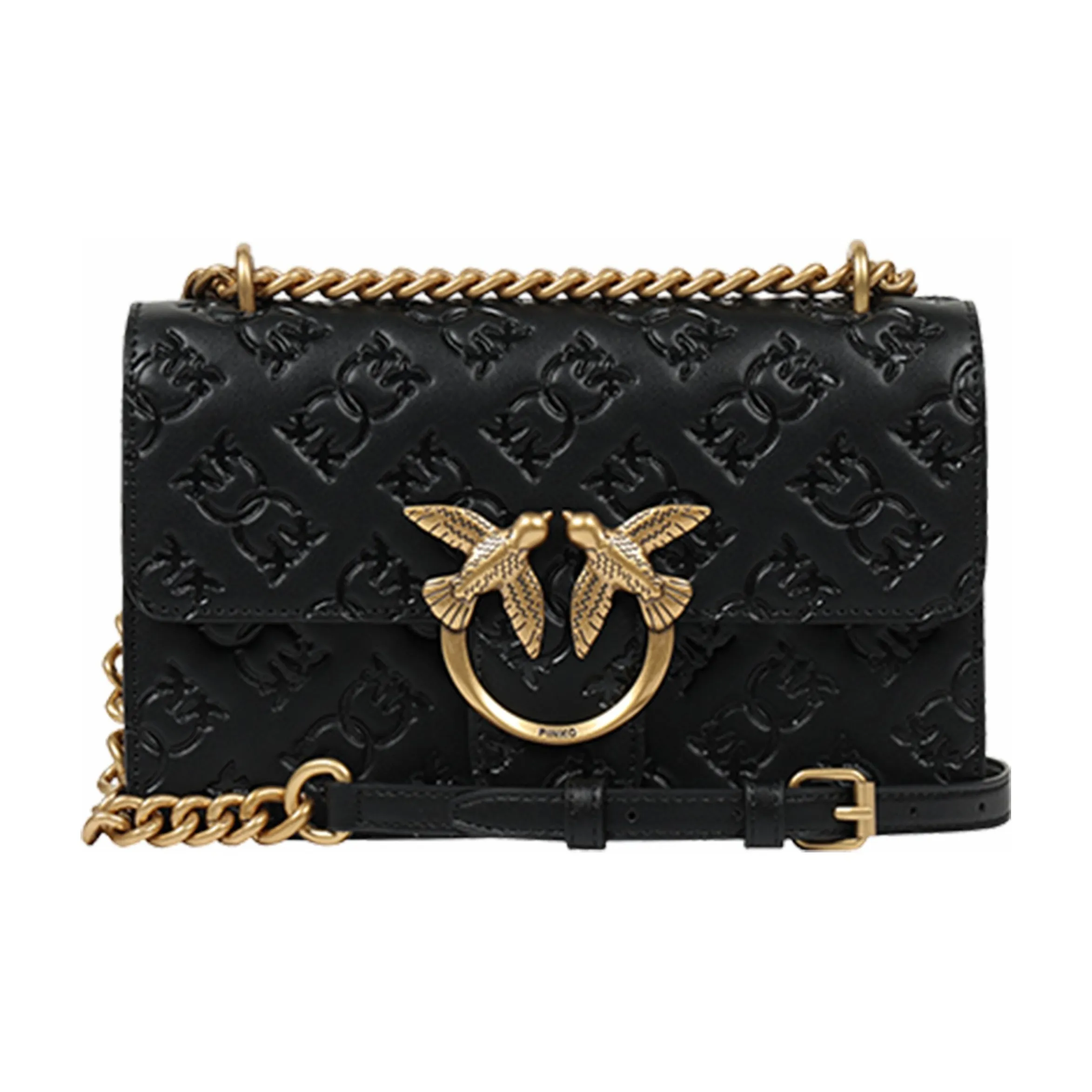 PINKO Сумка через плечо из коровьей кожи маленькая женская черная