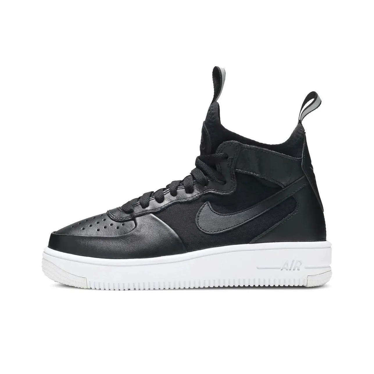 Nike Air Force 1 Slip Resistant Abrasion Resistant MID Топ Скейтборд Кроссовки Унисекс Черный Белый