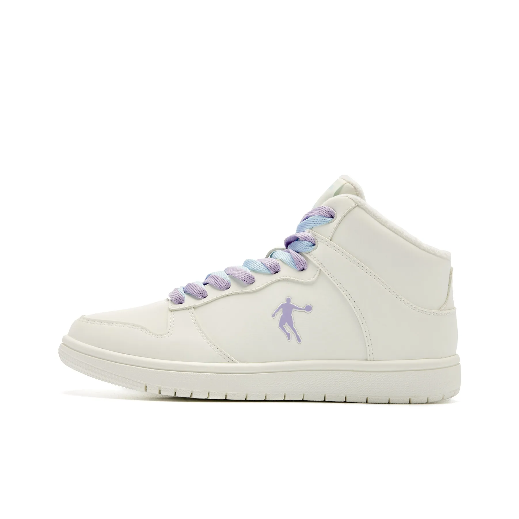 QIAODAN Двойной шнурок покрытие увеличивающее высоту легкие высокие кеды для скейтбординга женские белые фиолетовые