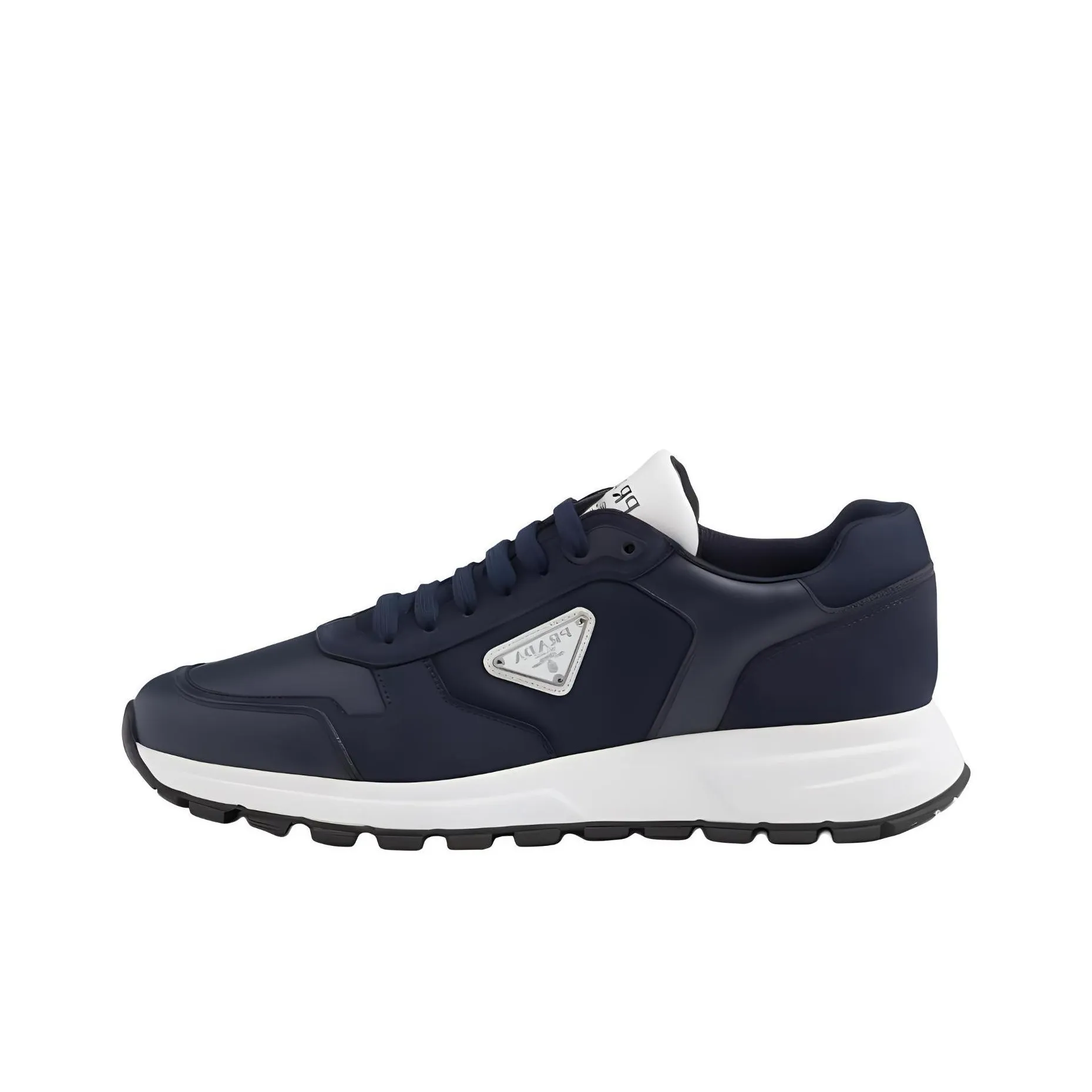 PRADA Triangle logo Leather Sneakers