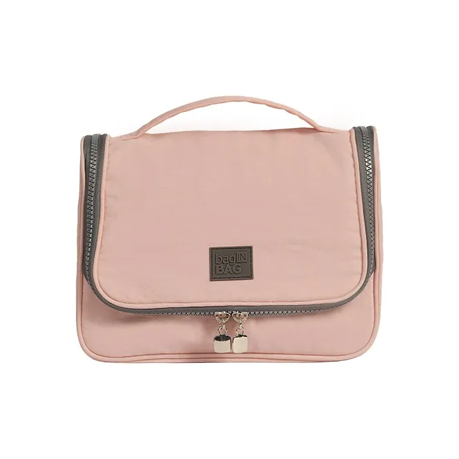 BagINBAG Washed Fabric Toiletry Bag Women's Pink/Gray